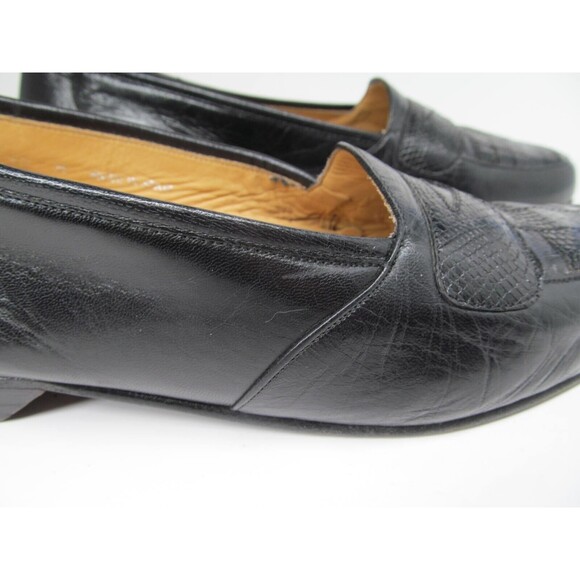 Magnanni Linea Italia Mens Black Leather Half Strap Lizard Loafers Size US 10 M - Picture 8 of 16